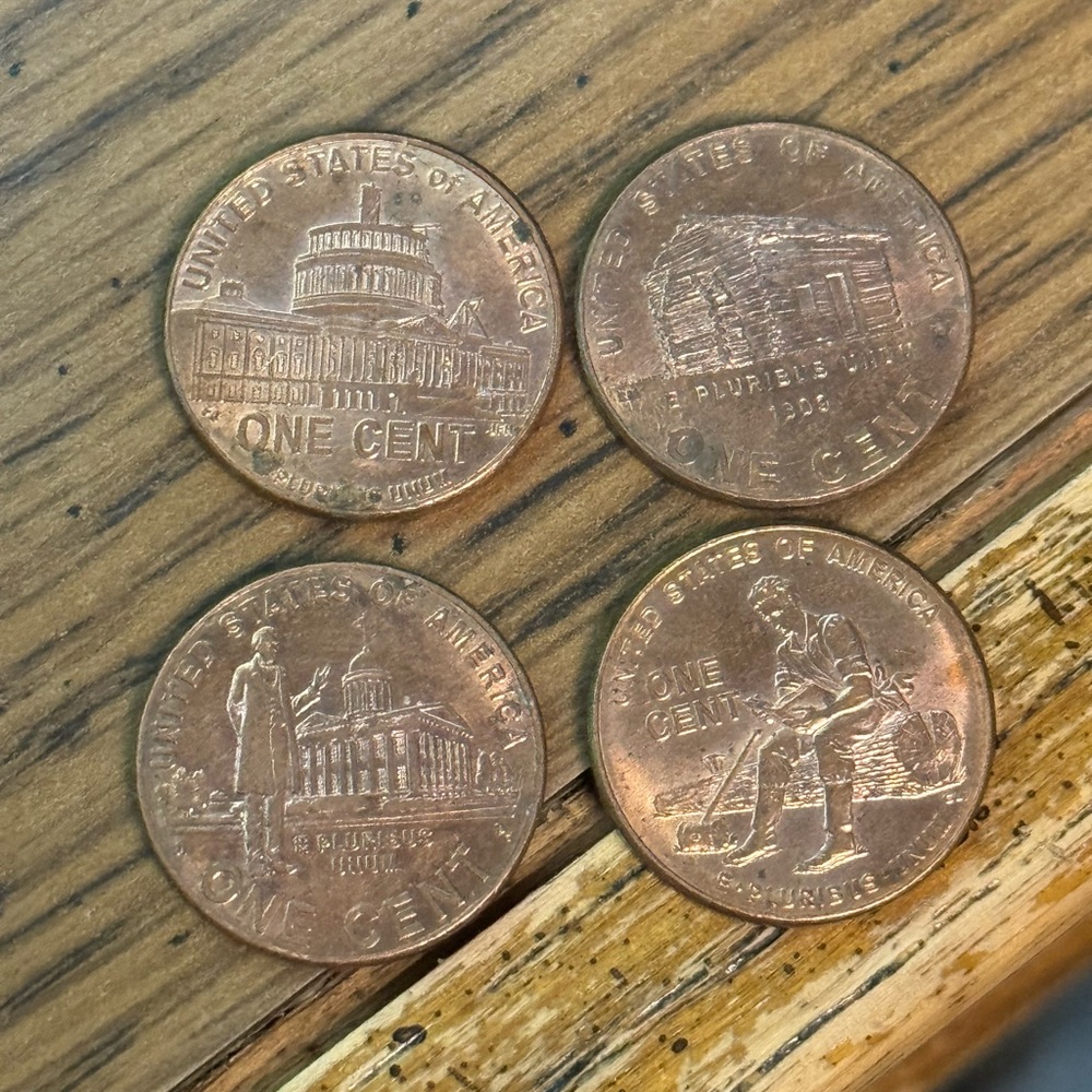 Set of Four Unique US Pennies